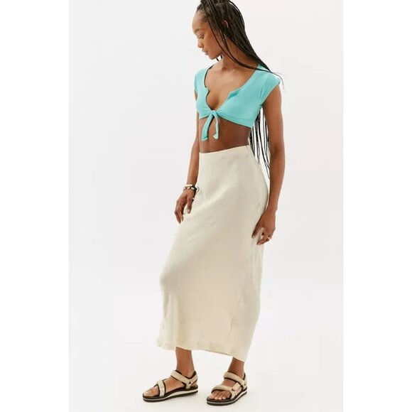 NWOT Urban Outfitters Out From Under Go For Gold Seamless Tie-Front Top Size M - Picture 4 of 10